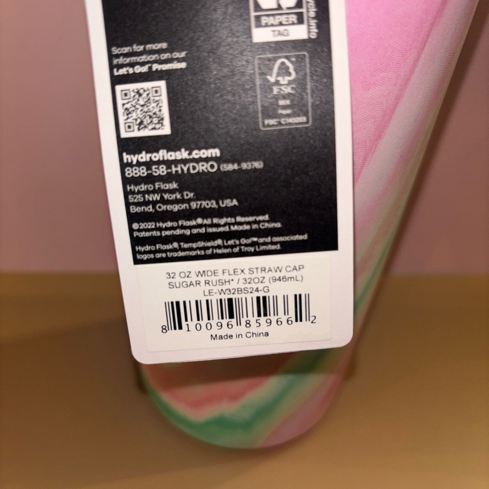 Hydro Flask Sugar Rush 32oz Limited Edition Flex Straw Bottle NWT - Picture 3 of 3